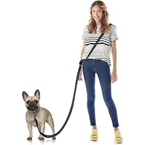 Hands Free Dog Leash, 8.2ft Multifunctional Crossbody Rope with Explosion-Proof Handle and Adjustable Training Hands Free Leash for Medium,Large Dogs Walking - Full Black 8.2ft