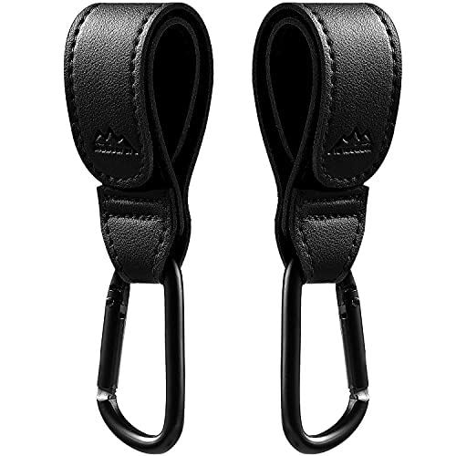 Stroller Hooks Bag Hooks for Hanging Diaper Bags Multipurpose Hooks for Grocery Shopping ​Bags Premium Vegan Leather Pram Straps 2Pcs Baby Stroller Hooks…