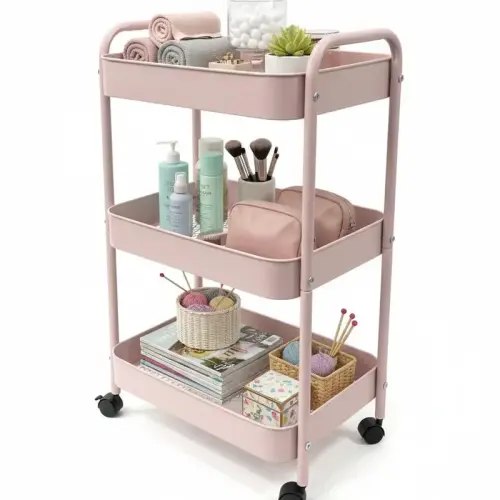3-Tier Metal Rolling Utility Cart with Wheels Multi-Functional - TikTok Shop