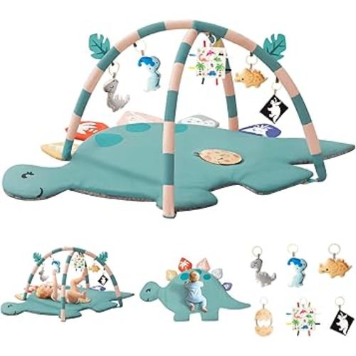 Baby Play Mat Gym,Tummy Time Mat, Baby Play Gym and Baby Activity Mat,Infant Gym Activity Center,Baby Activity Center with 6 Detachable Sensory Toys, Promotes Motor Skills & Sensory Development