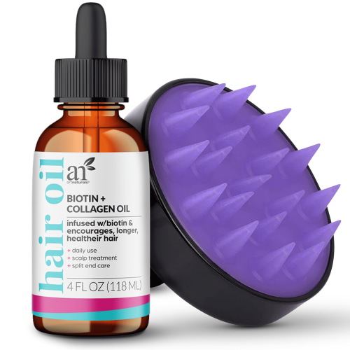 Artnaturals Biotin Collagen Hair Oil and Scalp Massager Hair Growth Kit (4 fl oz/118 ml)