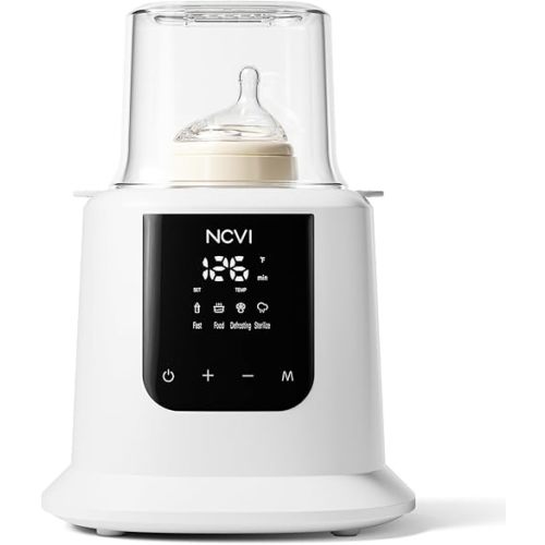NCVI Baby Milk Warmer 3 Mins Fast Heating 8 in 1 Functions, Infant Breast Milk Bag Warmer with Timer and Precise Temperature for All Size Materials Bottles, Milk Freezer Bags and Pacifier Sterilize