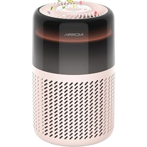 AIRROMI Air Purifier for Bedroom Home,HEPA Filter,Covers Upto 549 Ft²,Quiet 360°intake Air Cleaner with Fragrance ponge for Better Sleep,Night Light,Filters Smoke,Pet Dander,Allergies,Dust,A2005 Beige