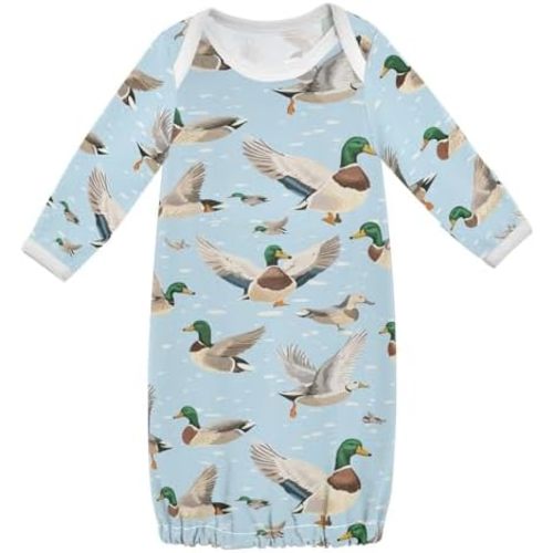 Baby Girls Boys Sleeper Gown Popcorn Buckets Long Sleeve Nightgown for Newborn 0-12 Months