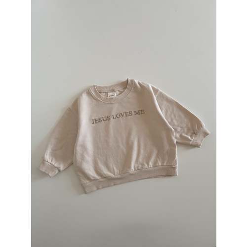[At Noon Original Design] Kids JESUS LOVES ME Sweatshirt (6m-9y) - Beige