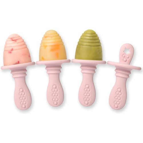 PrimaStella Silicone Petite Pops - Baby Popsicle Mold - BPA Free - Dishwasher Safe - 4 months+ (Dusty Rose Teether Pops)