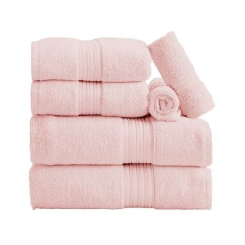 100% Cotton Quick-Dry Everday Towel Set - Great Bay Home (6 Piece Set, Pink)