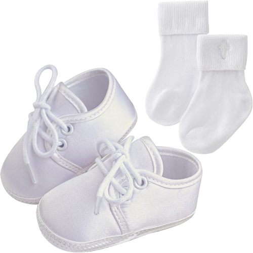 Booulfi Baby Sock Shoes White Newborn Booties Infant Baptism Shoes Socks for Baby Boy Baptism Christening Easter Outfits