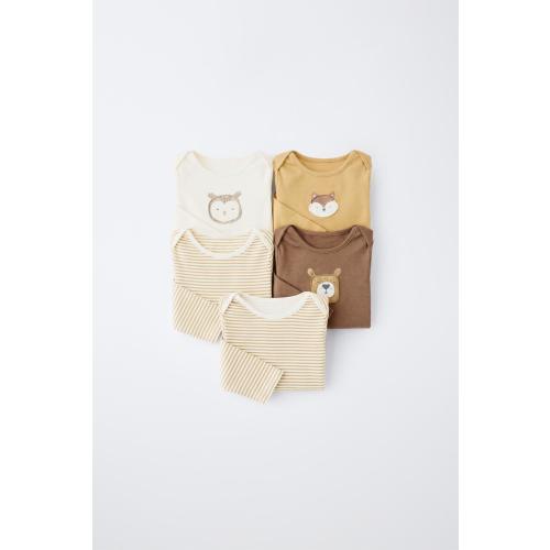 5-PACK STRIPED BODYSUSITS - taupe brown | ZARA United States