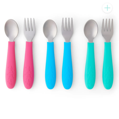 Babies/Toddler Stainless Steel Spoons + Forks with Silicone Handle