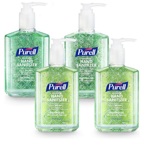 PURELL Advanced Hand Sanitizer Soothing Gel, Fresh Scent, 8 fl oz Pump Bottle (Pack of 4), 9674-06-ECDECO