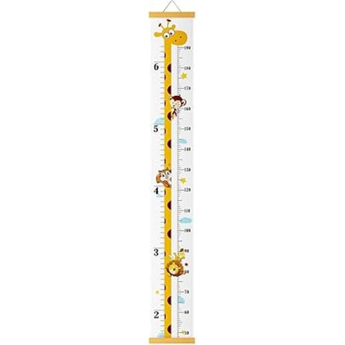 Baby Height Growth Chart, Canvas Height Chart for Kids Baby Child Toddler Boys Girls, Wood Growth Chart for Wall Room Nursery Decor, Hangable and Removable Waterproof Measuring Wall Ruler for Bathroom
