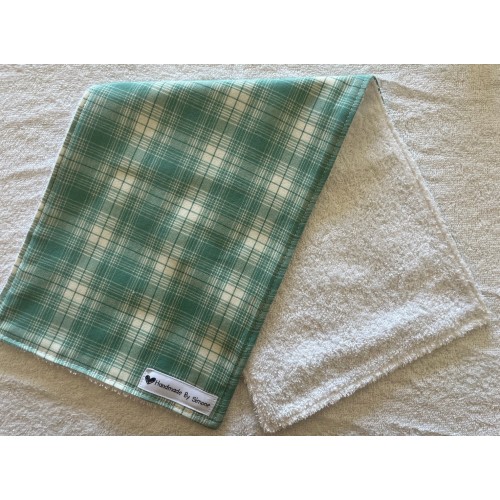 Green And White Burp Cloths 100% Cotton Double Towel Backed Free Post Absorbent