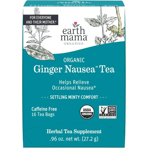Earth Mama Organic Ginger Nausea™ Tea | Comforts Occasional Nausea + Morning Sickness, 16 Teabags Per Box