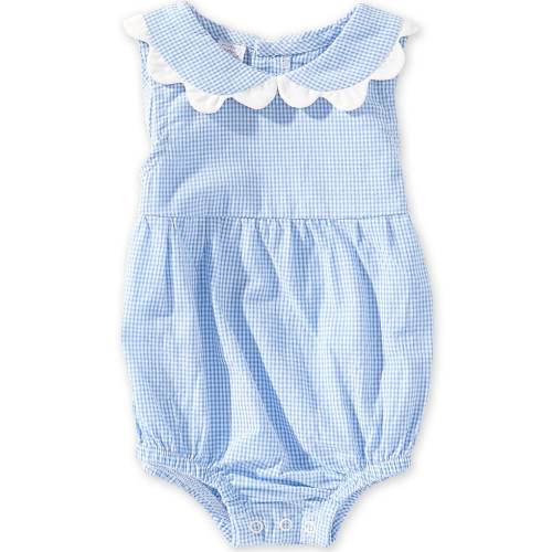 Mud Pie Baby Girls Peter Pan Scallop Collar Gingham Bubble Romper