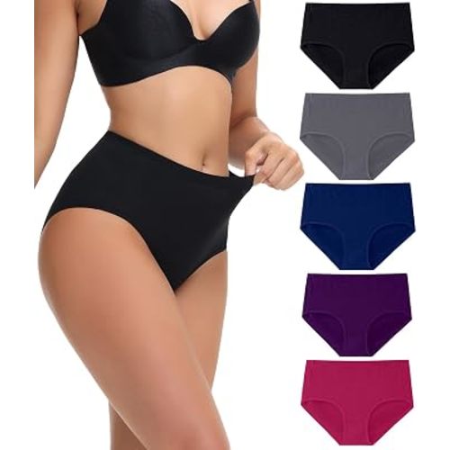 wirarpa Women's Cotton Underwear Full Coverage Cotton Briefs 5 Pack