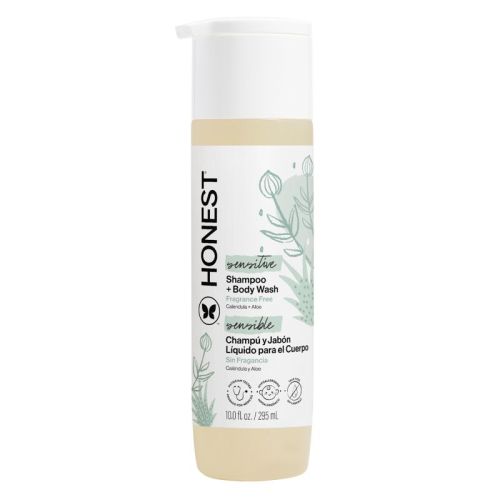 The Honest Company Sensitive Shampoo + Body Wash Fragrance Free - 10 fl oz: 2-In-1 Gel for All Hair Types, Daily Cleansing
