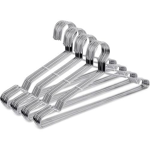 Baby Hangers, 50 Pack Stainless Steel 12.6 Inch Heavy Duty Non-Slip Space Saving Coat Hangers for Kids Children Toddler Clothes