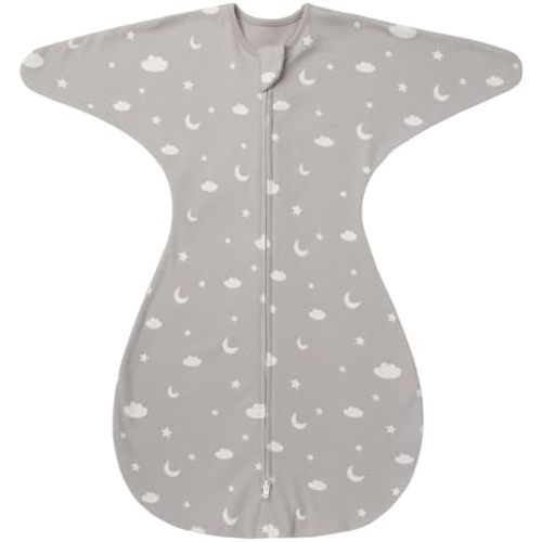 ZIGJOY Baby Transitional Swaddles for Newborns: 0.5 Tog Arms Up Sleep Sack 3-6-12 Months Soft Cotton Shark Fin 2 Way Zipper