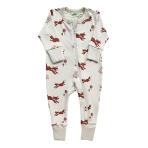 Organic Signature Print '2-Way' Zip Romper - Long Sleeve