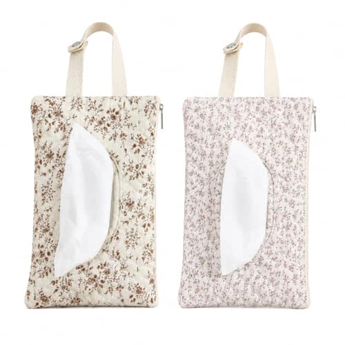 Quilted Baby Wipe Holder Floral Diaper Pouch Portable Quilted Wipes Bag for Car, Stroller (Mixed Floral 2)
