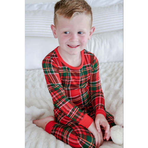 Christmas Bamboo Two-Piece Pajama Set in Plaid Tidings | Caden Lane