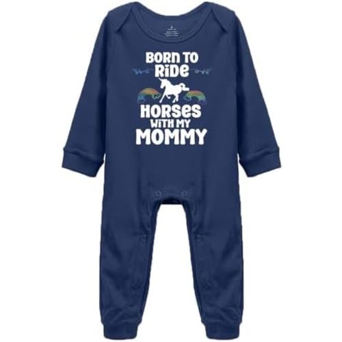 Born To Ride Horses With My Mommy Print Baby Climbing Bodysuits