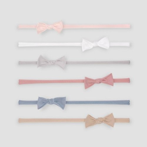 Carter's Just One You® 6pk Baby Girls' Nylon Bow Headwrap - 0-12M: Solid Polyester Headbands