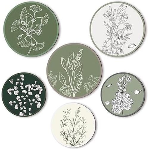 Barydat 6 Pieces Boho Plant Wall Art Decor Wooden Boho Farmhouse Rustic Bohemian Wall Hanging for Bedroom Living Room Office(Greenery,8 Inch, 10 Inch)