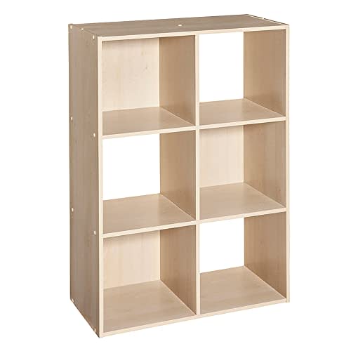 ClosetMaid Cubeicals 6 Cube Storage Shelf Organizer Bookshelf, Stackable, Vertical or Horizontal, Easy Assembly, Wood, Birch Finish
