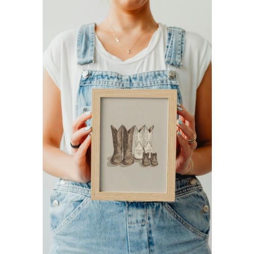 Cowboy Boots Family Print, Western Nursery Decor, Pregnancy Announcement
