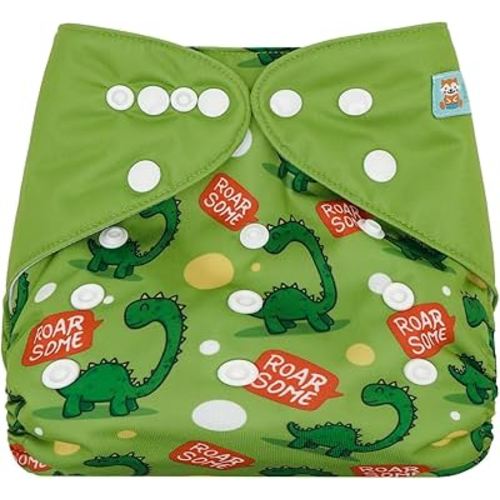 ALVABABY Baby Cloth Diapers One Size Adjustable Washable Reusable for Baby Girls and Boys 1 Pack with 2 Inserts AMD-BS150-2TA
