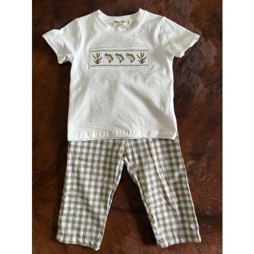 Green fish embroidered boy smock set – Rooted In Grace Boutique