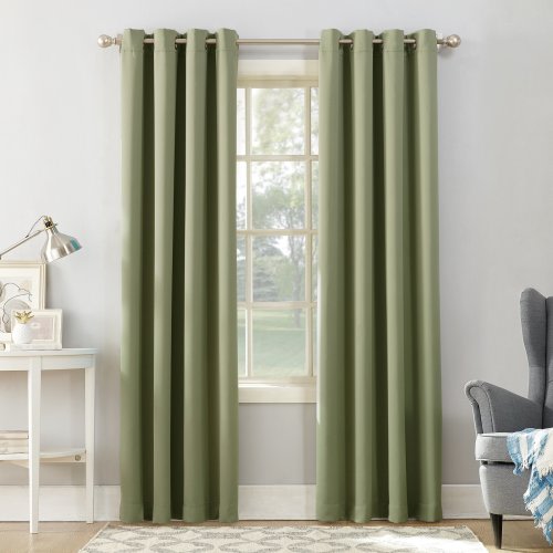Sun Zero 84-in Sage Green Blackout Interlined Grommet Single curtain panel