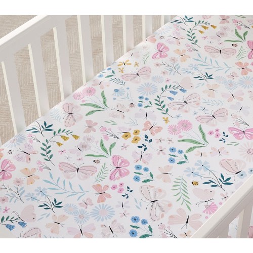 Wildflower Butterfly Bamboo Viscose Crib Fitted Sheet