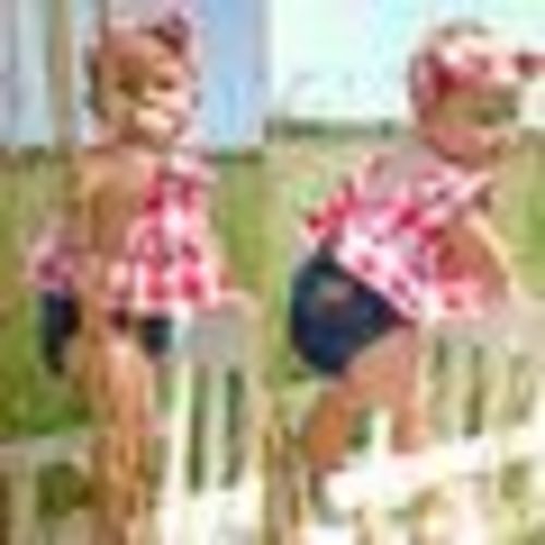 Precious Three Piece Denim Set with Checkered Top for Your Little Cowkid