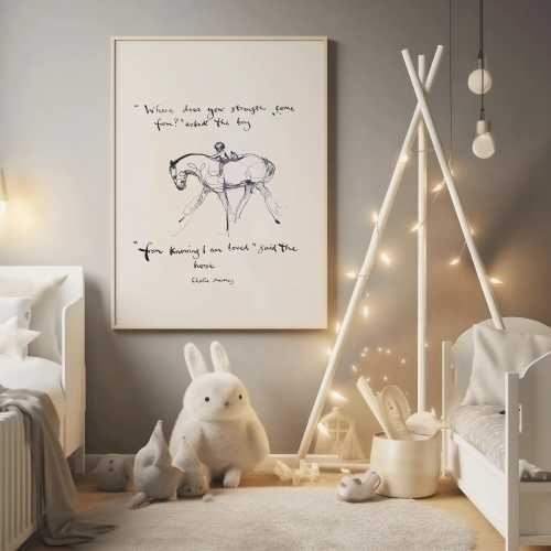 Charlie Mackesy&#39;s Positive Art Print:  The Boy, The Mole, The Fox & The Horse - Framed Nursery Decor, kids room, wholesome mental health