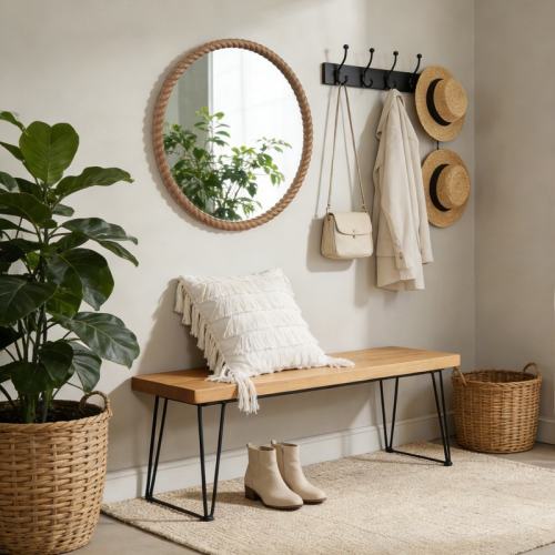 Round Mirror with Rope-design Frame - 30"x30"