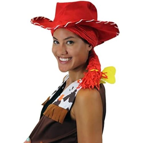 HPO Adult Women's Cowgirl Yarn-Braided Wig with Felt Hat | Multiple Color and Length Options!
