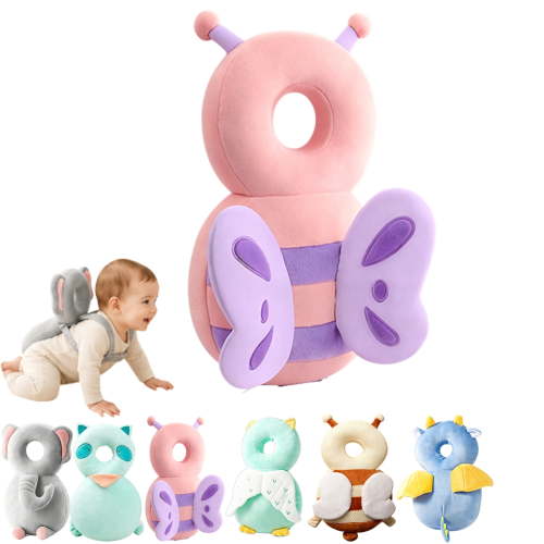 Head Protector Backpack, Adjustable Cartoon Animal Walking Cushion Backpack, Soft Wearable Plush Pad for Supervised Walking Practice, Elephant Design, 18M+