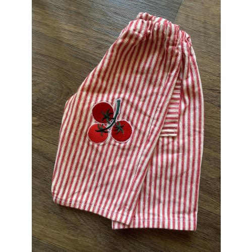 Handmade Cotton Baby Trousers, Red White Stripes, Tomato Patch, Loose Fit