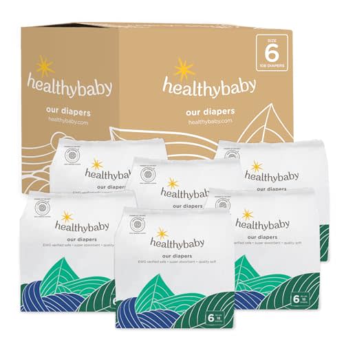 Our Diapers | The First EWG Verified & Microbiome-Friendly Diaper | Size 6 (32+ lbs) 108 Count | 12-Hour Leak Protection | Made with Organic Cotton & Plant-Derived Materials | Totally Chlorine Free