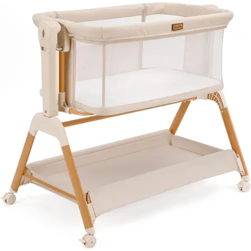 Ezebaby Baby Bassinet Bedside Sleeper: 3-in-1 Rocking Bassinet for Baby - Breathable Full-Mesh Crib with Mattress | 6 Height Adjustable | Portable Crib with Lockable Wheels for Newborns