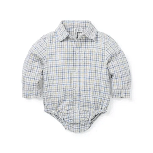 Baby Jet Ivory Gingham Baby Gingham Flannel Bodysuit by Janie and Jack