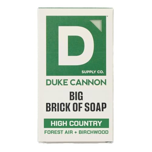 Duke Cannon High Country Big Brick of Soap for Men - 10 oz | Forest Air + Birchwood Scent - Triple-Milled Men's Bar Soap - Deep-Cleansing Bath Bar