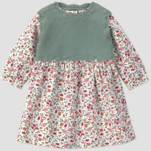 Carter's Just One You® Baby Girls' Floral Dress and Sweater Set - Green/Ivory 6M