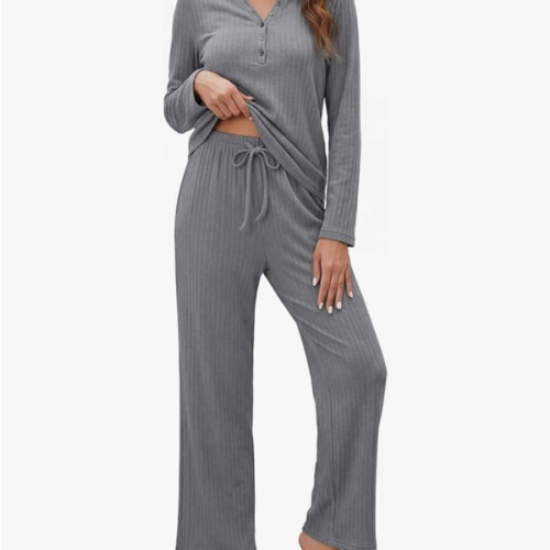 OUGES 100% Cotton Womens Maternity Nursing Pajamas Sets 2 Piece Pregnancy Delivery Postpartum Lounge Pjs with Pockets