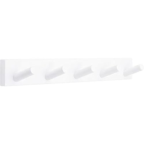 Coat Rack Wall Mount, Wooden Coat Hanger, White, 2 Pcs