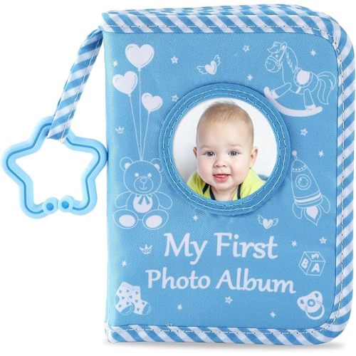 Baby's My First Family Album Soft Photo Cloth Book Blue Boy My First Book of Photos Blue Baby Memory Album Gift Holds 4x6 Pictures for Babies Newborn Toddler & Kids Baby Shower
