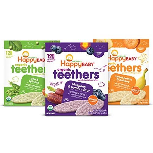 Happy Baby Organics Teether, 3 Flavor Variety Pack, 12 Count (Pack of 3)